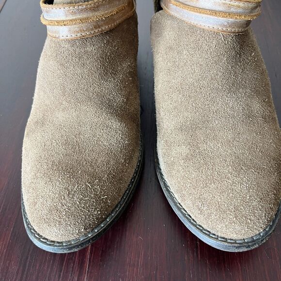 Steve Madden Raskal Suede Leather Ankle Booties Sz 8M Brown Cognac Western - Picture 4 of 11